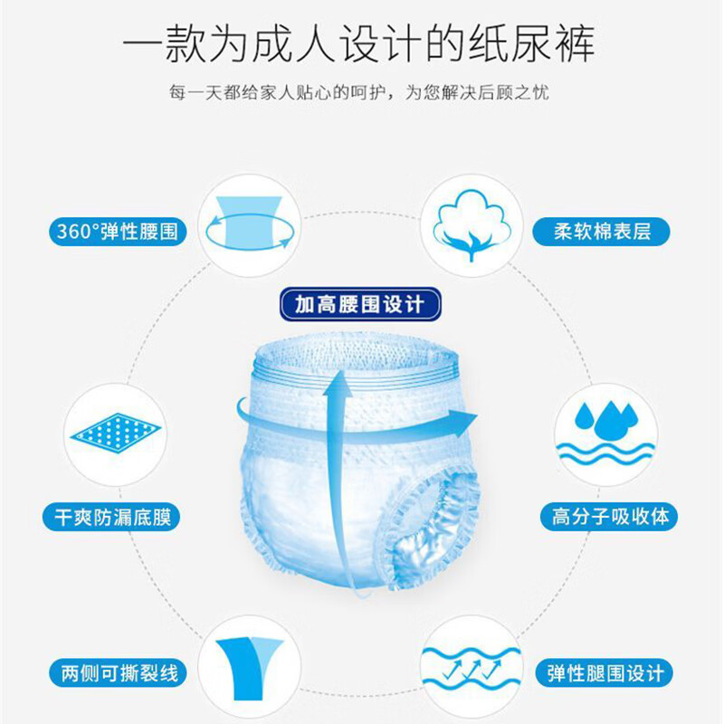 千芝雅海吸轻柔成人拉拉裤老人纸尿裤内裤型老年人尿不湿男女士专用 【轻薄日用款1包】拉拉裤20片-L码