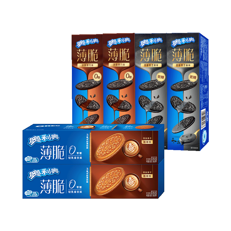 奥利奥（Oreo）薄脆夹心饼干3口味组合438g 休闲零食大礼包早餐下午茶解馋小零食