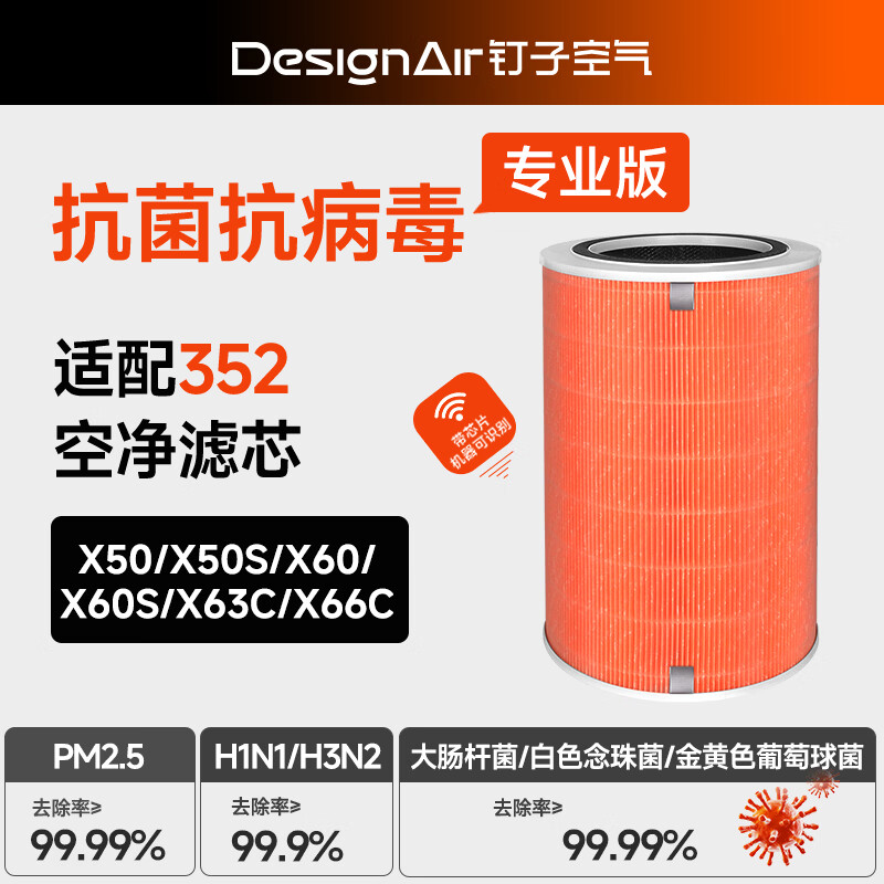 钉子空气 适配352 X50 X60过滤器 除甲醛吸附病毒滤芯 空气净化器滤芯 滤网 除雾霾 除灰尘 除异味