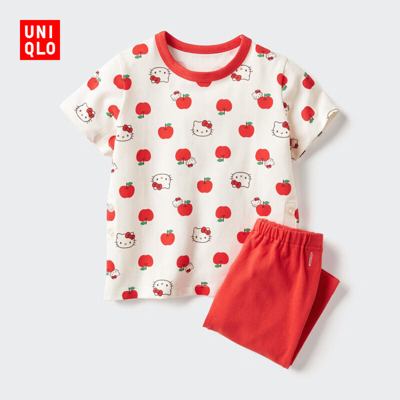 优衣库婴幼儿宝宝UT Sanrio快干睡衣/短袖婴儿三丽鸥睡衣484425 13 玫红色 100