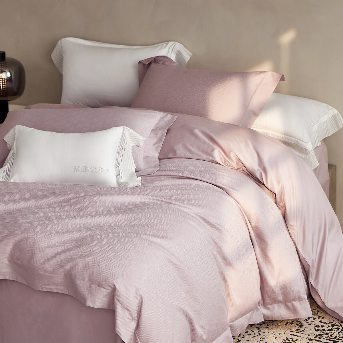 水星家纺床上四件套轻奢高级提花套件26新款居家酒店套件 紫笺闲居 床单款 （被套200*230cm）