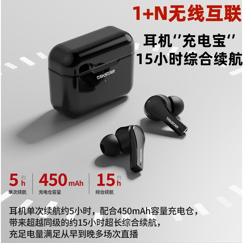 得胜（TAKSTAR）新品上市：WPM-420无线监听耳机 直播耳返|2.4G真无线耳机|一拖N声卡伴侣|超低延迟|轻便入耳式 WPM-420 无线耳机+充电仓+发射器+Y型Type-C充电线