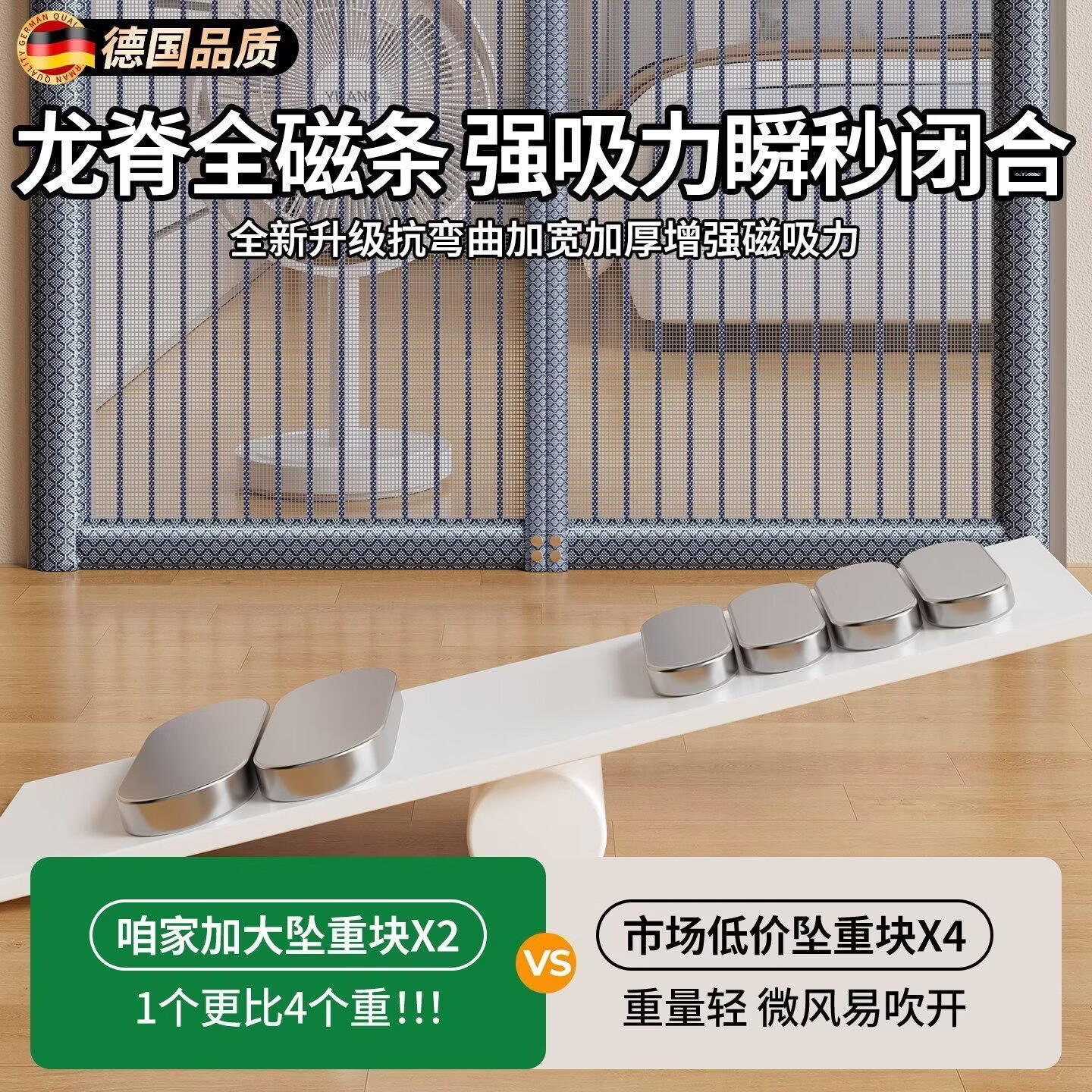 彦页 防蚊门帘磁性自吸磁吸魔术贴免打孔防蝇网金刚网纱门入户门大门 整根磁条【珍珠白】底部助吸型 110cm*220cm 四边加宽+加大坠重