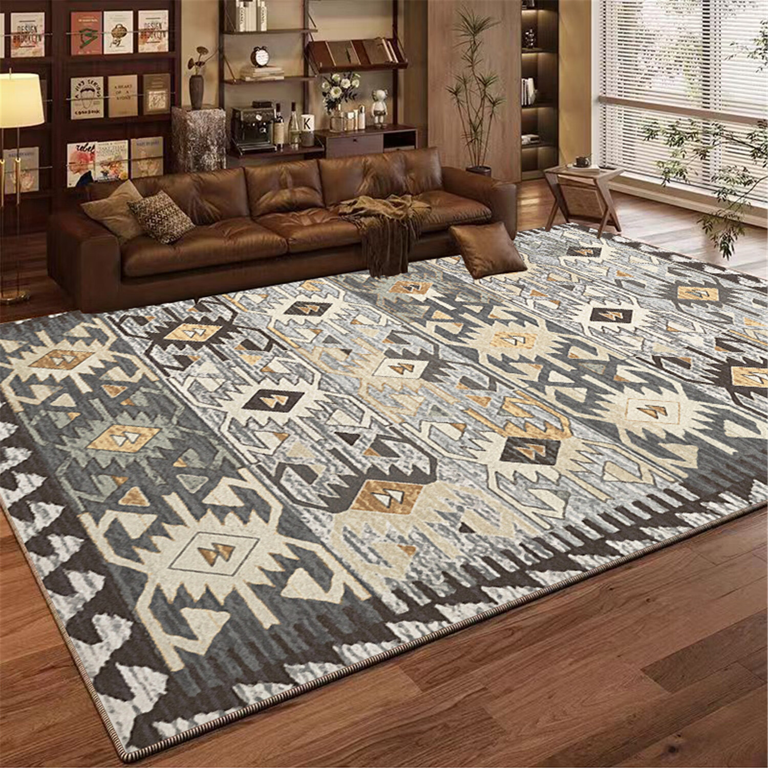 KAYE地毯客厅波西米亚风地垫轻奢高级感沙发茶几毯免洗可擦卧室床边毯 SJR-K碧波-01 120X160cm