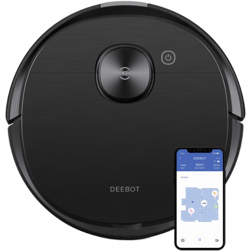 科沃斯（ECOVACS）Deebot T8 AIVI扫地机器人适用于地板/地毯 吸尘+拖地功能 激光测绘智能AI物体识别自定义清洁模式 黑色