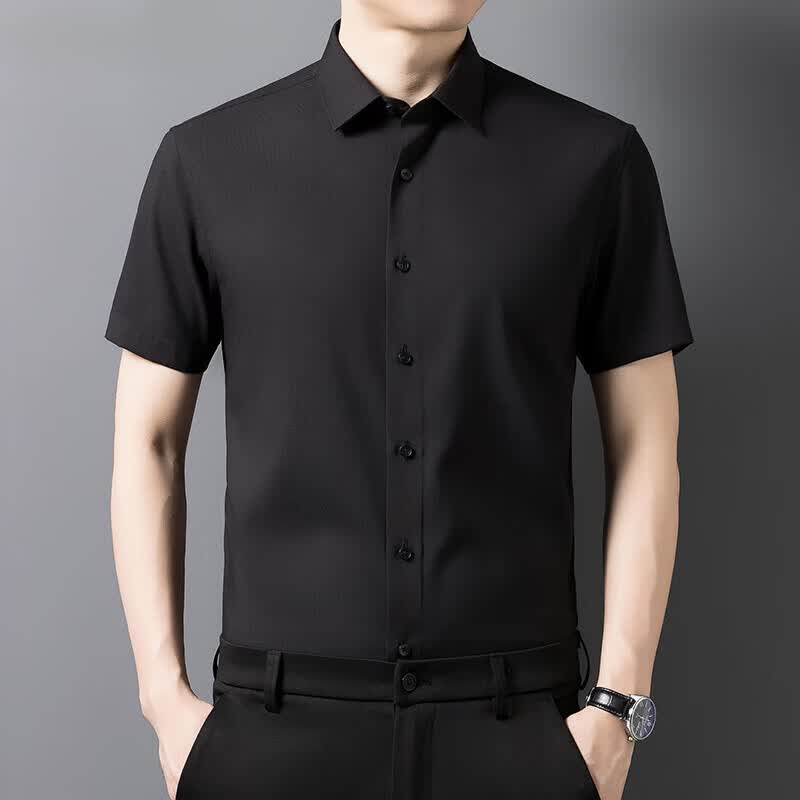 丨利郎丨感短袖衬衫男士夏季桑蚕丝高端抗皱免烫商务休闲衬衣 杏色 4XL 195【195-215斤】