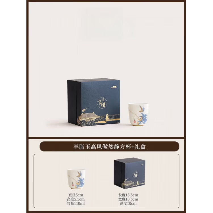 乐骏维随手礼商务实用送领导长辈寿宴父母亲老师退休乔迁公司会议伴手礼 HXD羊脂玉（釉烧)丨竹韵四方杯（高风傲然）礼盒装