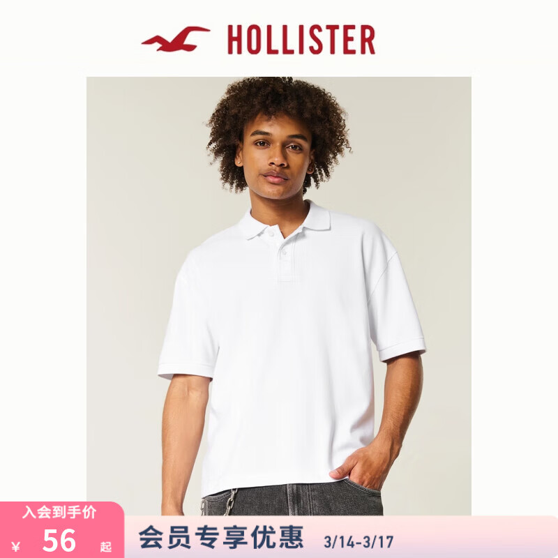 HOLLISTER美式25夏季街头百搭短袖POLO衫T恤男装324-5455 白色 S (175/92A)