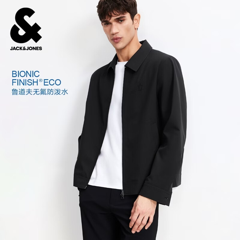 杰克·琼斯（JACK&amp;JONES）2026年春季款男装夹克正肩合体翻领长袖外套时尚潮上衣226121022 E40黑色 常规 M （175）
