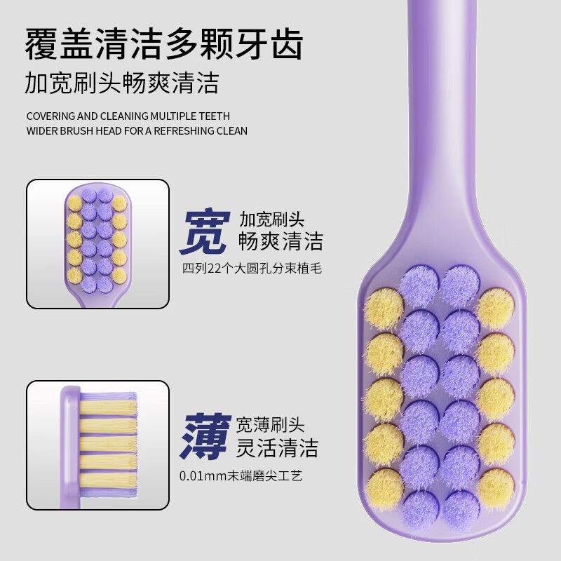 伊诺齿软毛牙刷成人宽头牙刷男女士通用家庭装情侣款大头牙刷家用便携刷 独立可拆卸包装+加宽刷头【2盒】 10支