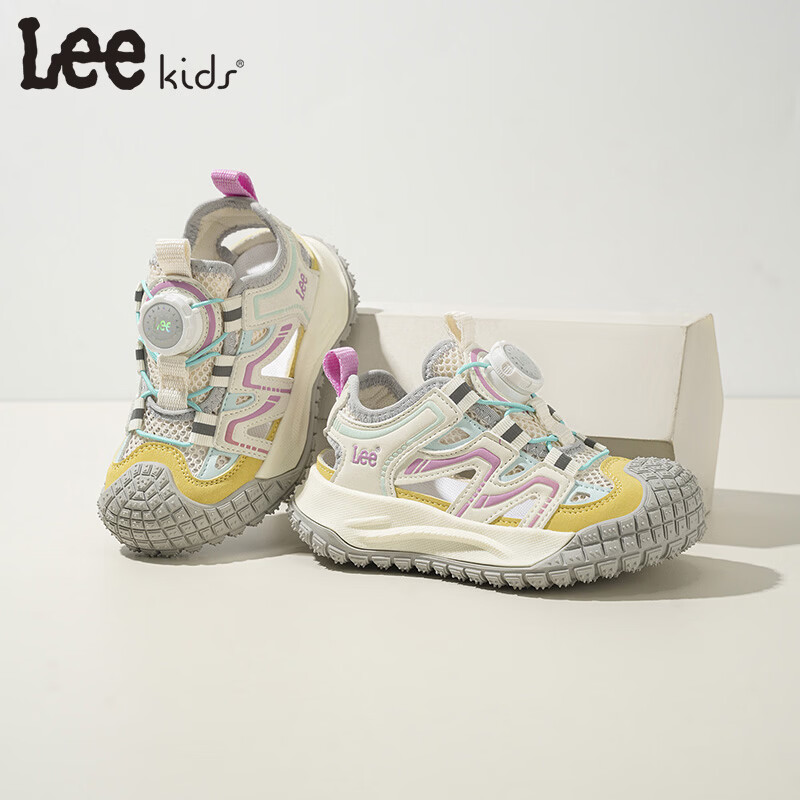 Lee童鞋夏季新款儿童包头沙滩凉鞋女童镂空运动鞋男童 米黄 33 【建议脚长204mm】