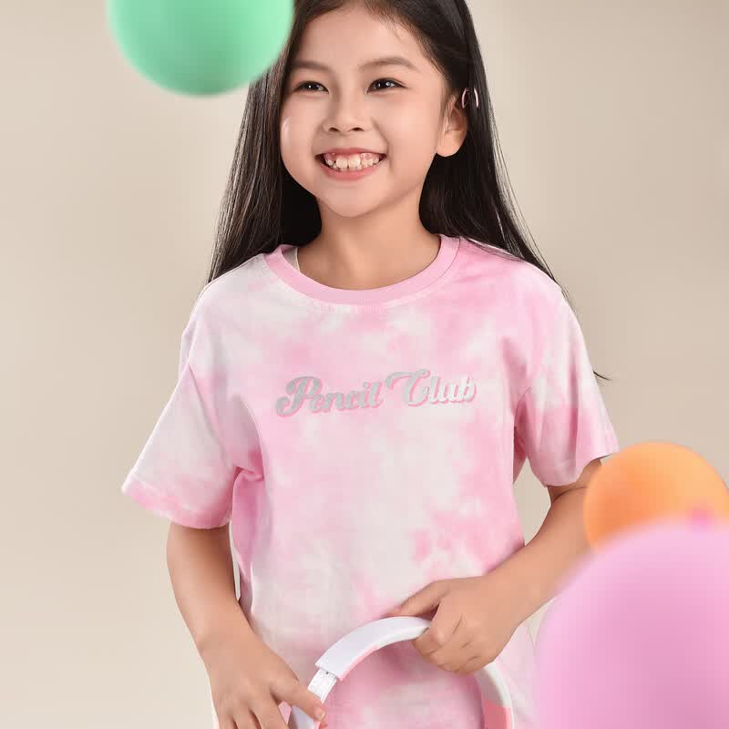 铅笔俱乐部童装2026夏装新品女童T恤中大童迷彩印花短袖儿童舒适上衣 粉红 120 120cm