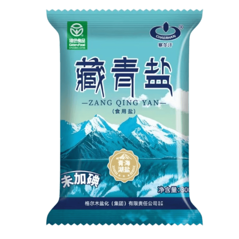 察尔汗绿色食品级藏青盐300g未加碘青海天然湖盐调味食用盐 绿色食品级藏青盐300g*5袋