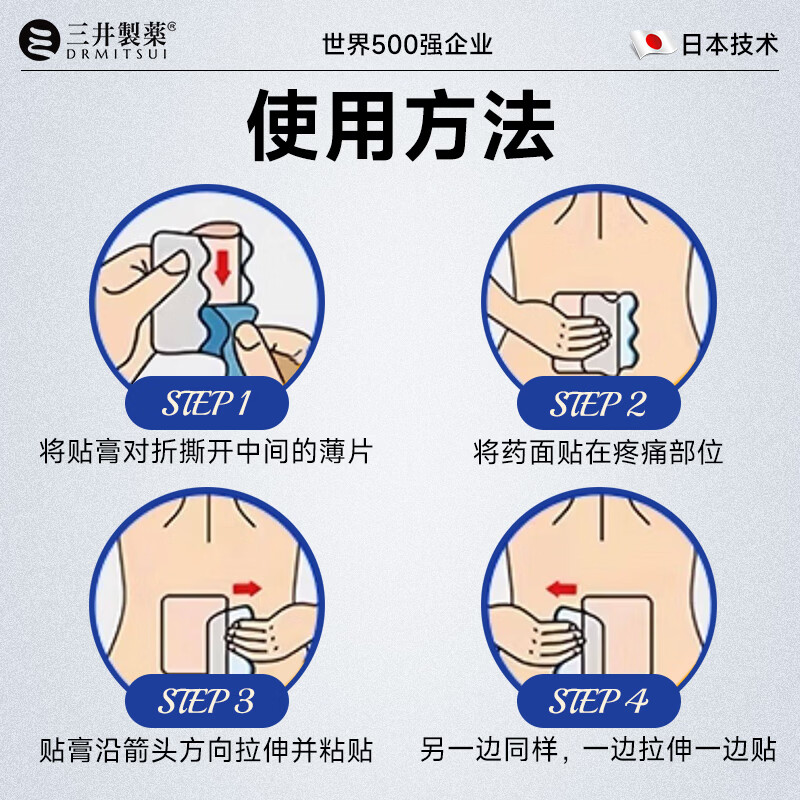三井制药远红外理疗腰椎间盘突出膏药贴腰肌劳损腰疼痛10贴/盒 5盒装