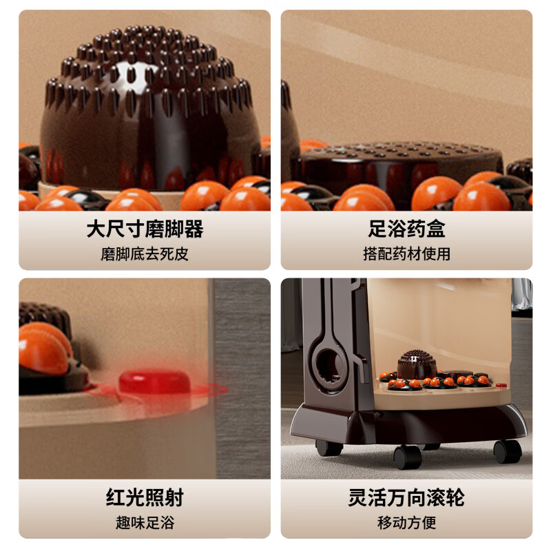 格兰帝豪华超高深桶带膝盖护理熏蒸足浴盆泡脚桶礼物家电按摩器泡腿桶熏蒸桶深桶送父母中老年专用足浴器 尊享款-750泡脚+熏蒸+膝盖护理+漏保插头