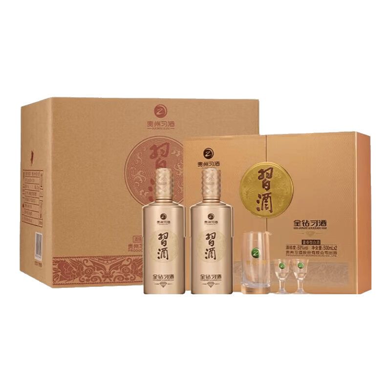 習酒 醬香型白酒 高度酒水 商務宴請迎賓送禮 婚宴酒 53度 500mL 6瓶 金鉆禮盒 整箱裝