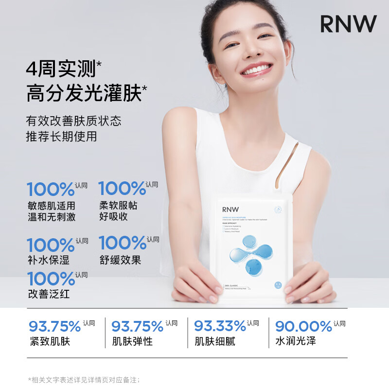 如薇(RNW)玻尿酸面膜补水保湿熬夜面部保湿锁水积雪草精华水润肌肤男女可用 RNW早安面膜1盒30片+玻尿酸面膜1片