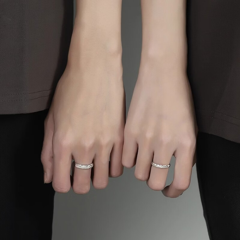 南风情侣对戒925纯银定情信物圣诞礼物 男女一对 开口可调节