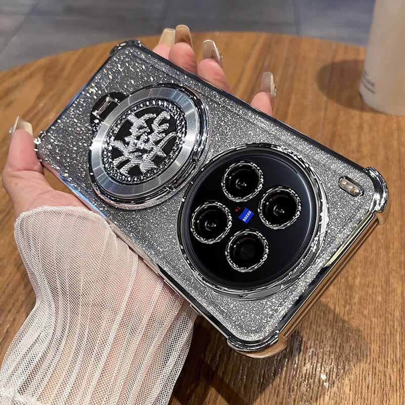 迪特貅适用vivox300ultra手机壳vivo保护X300u硅胶套带镜头膜全包四角气囊防摔透明vox软男女uitra新款支 【闪粉-气质银】自带镜头膜 送全屏膜+旋转发财支架 vivo X300 Ultra 防摔