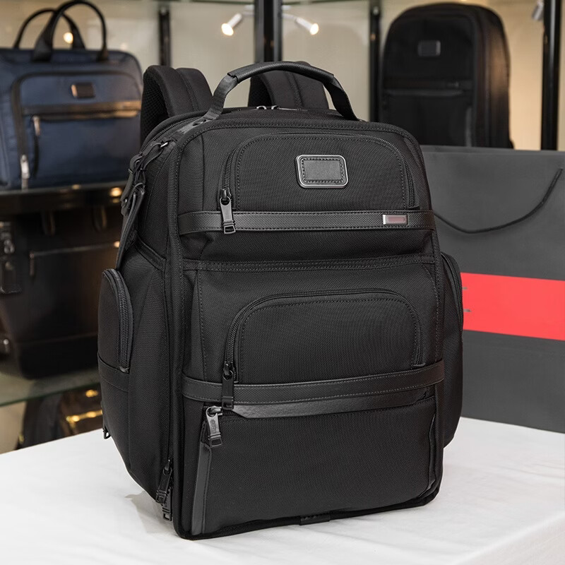 弹道尼龙男士双肩包经典多隔层大容量商务通勤旅行16寸电脑背包 580半开黑色 578灰色全开