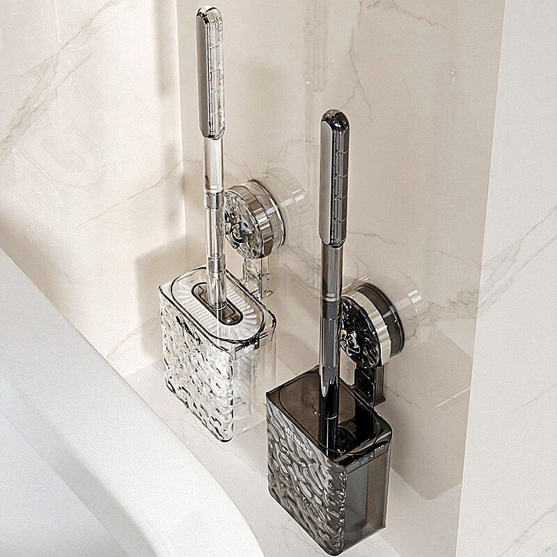 溥畔吸盘马桶刷家用无死角卫生间壁挂式长柄清洁刷2025新款硅胶洁厕刷 透灰