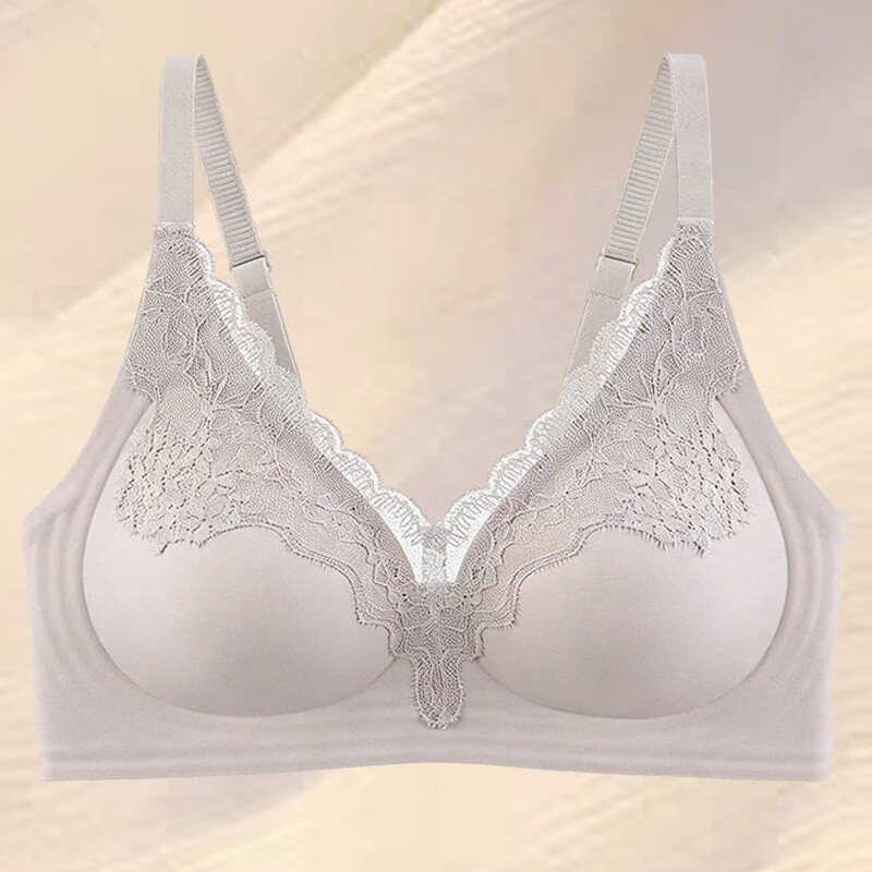 华婷露（Huatinglu）法式性感蕾丝纯欲文胸中薄款小胸聚拢内衣舒适无钢圈胸罩自然胸型 深咖啡 L (适合36/80A B C罩杯)