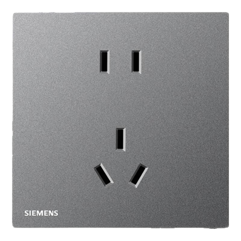 西门子（SIEMENS）开关插座面板 墙壁86型暗装面板 蕴逸系列深灰银 正五孔10只量贩装 插座