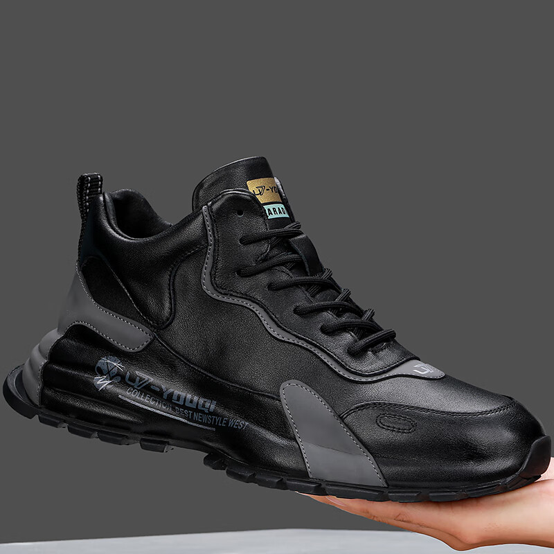 佐欧雅男鞋冬季2022年潮流英伦风休闲皮鞋男士工作百搭板鞋运动潮鞋