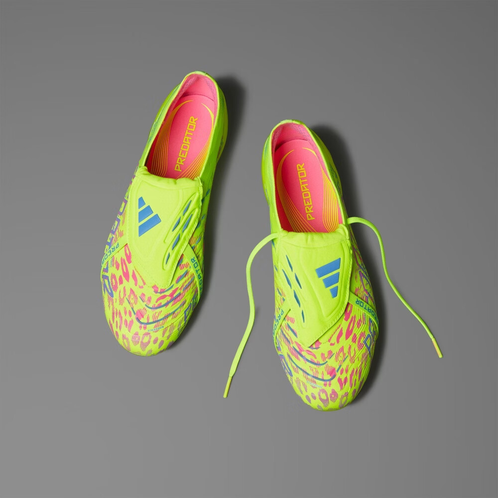 adidas PREDATOR ELITE FT FG长钉翻折鞋舌款足球鞋男女阿迪达斯 亮柠檬黄/亮粉/融合蓝 42