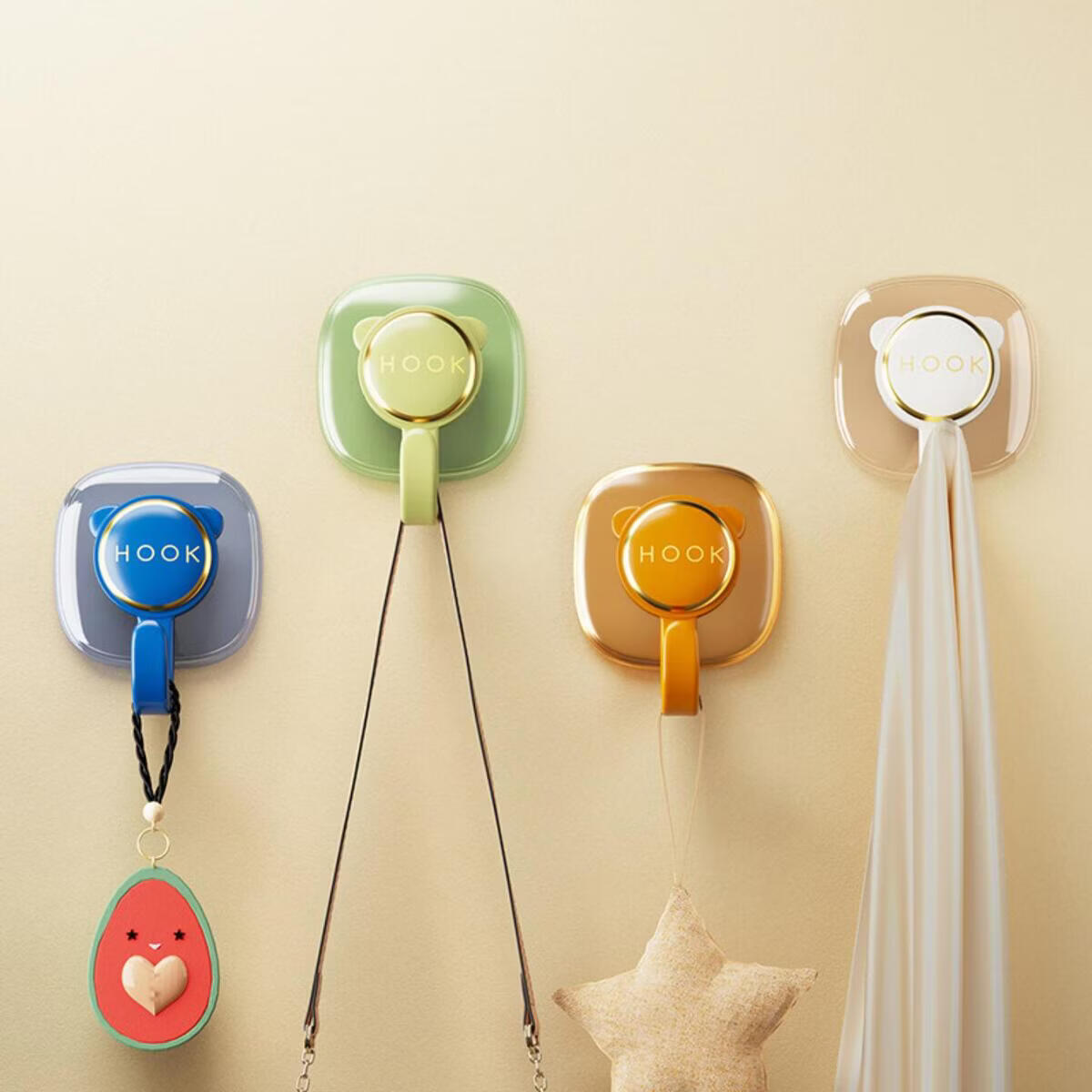 溥畔免打孔挂钩粘胶强力承重门后粘钩厨房浴室墙壁墙面无痕书包挂架子 1个装[复古红] 无需电池/超大铃声 京东折扣/优惠券