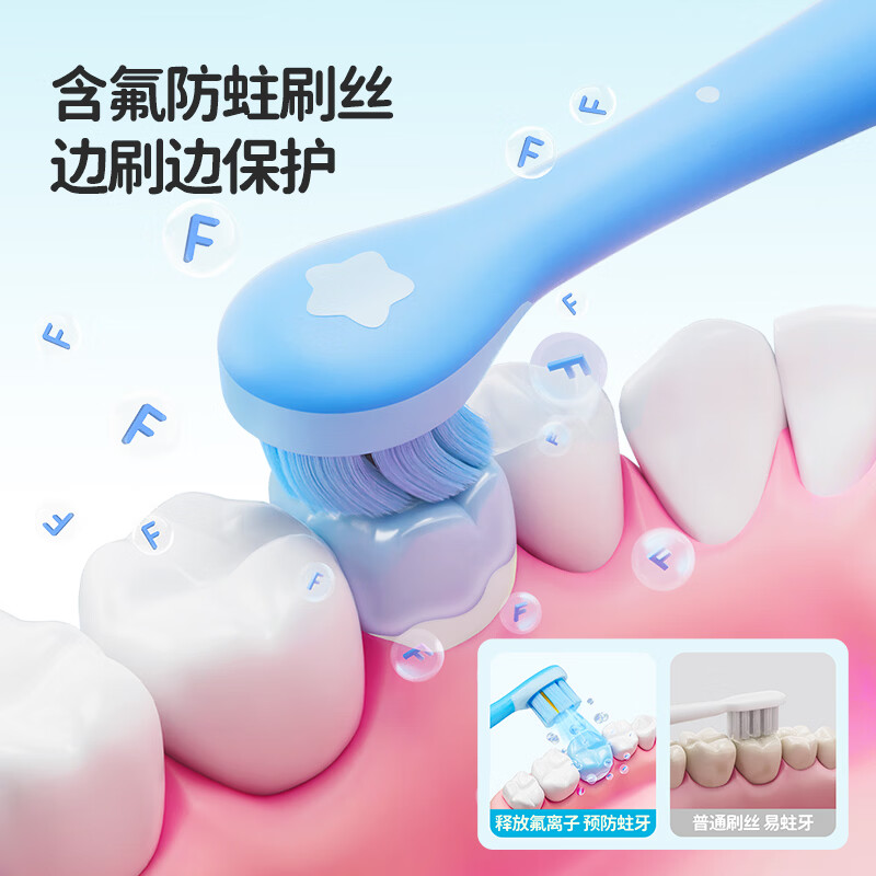 COMBO乳牙刷含氟防蛀儿童训练刷2-9岁自动减压软毛刷头礼物送宝宝C09 【单支】绿色 2-5岁