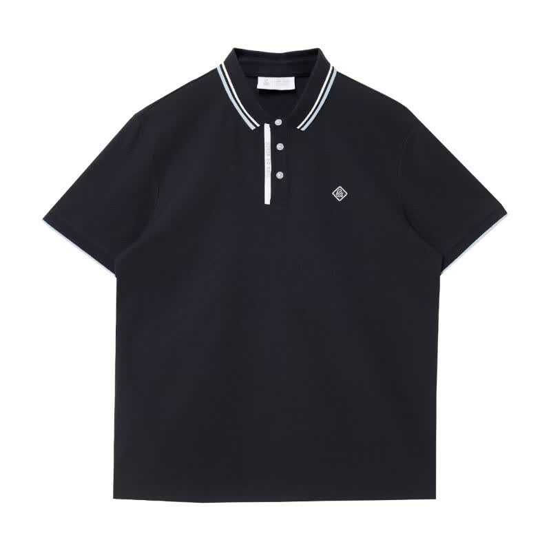 杰克·琼斯(JACK&JONES)26年夏季polo衫男士【凉感】商务休闲撞色翻领短袖t恤男装 E39藏蓝 常规 M (175)