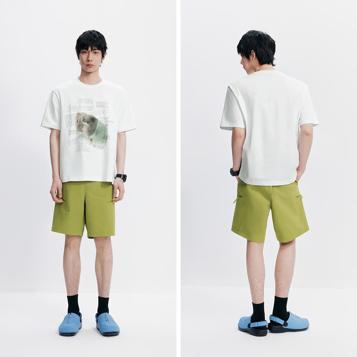 森马（Semir）凉感T|疯狂动物城短袖T恤男夏季抑菌印花宽松针织衫 漂白10007 3XL