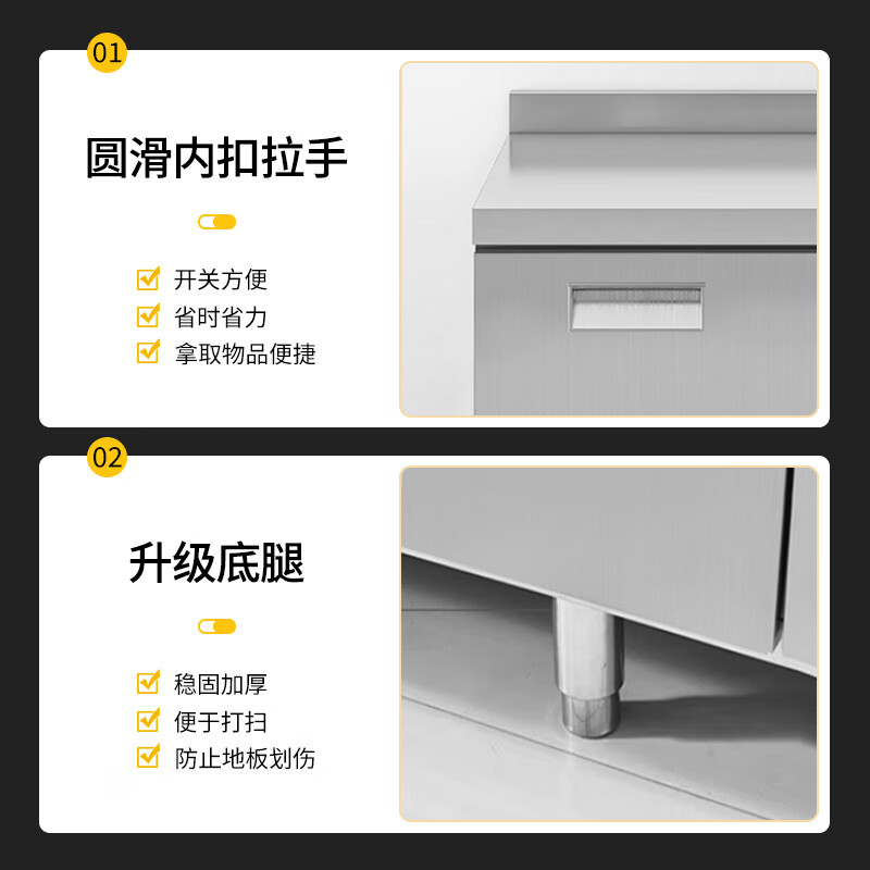 304不锈钢橱柜厨房灶台一体餐边柜储物收纳橱柜家用户型整体碗柜 120cm三门平面款