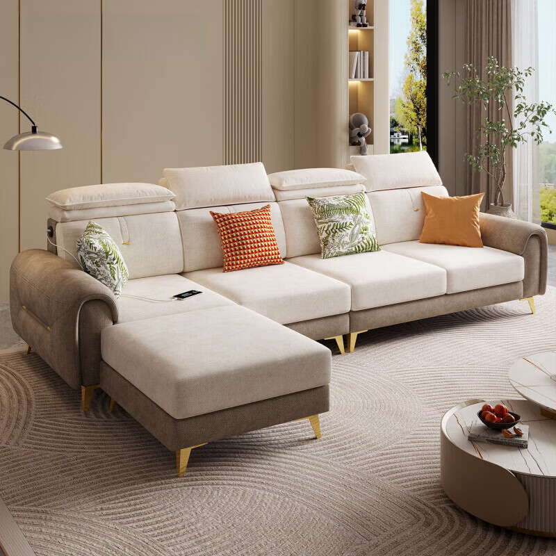 御巢盛2026新款沙发客厅现代轻奢大小户型雪尼尔棉麻可拆洗布艺沙发组合 【2.8米四人位+脚踏】 【升级独立袋装弹簧坐垫+可拆洗加厚棉麻布面料】