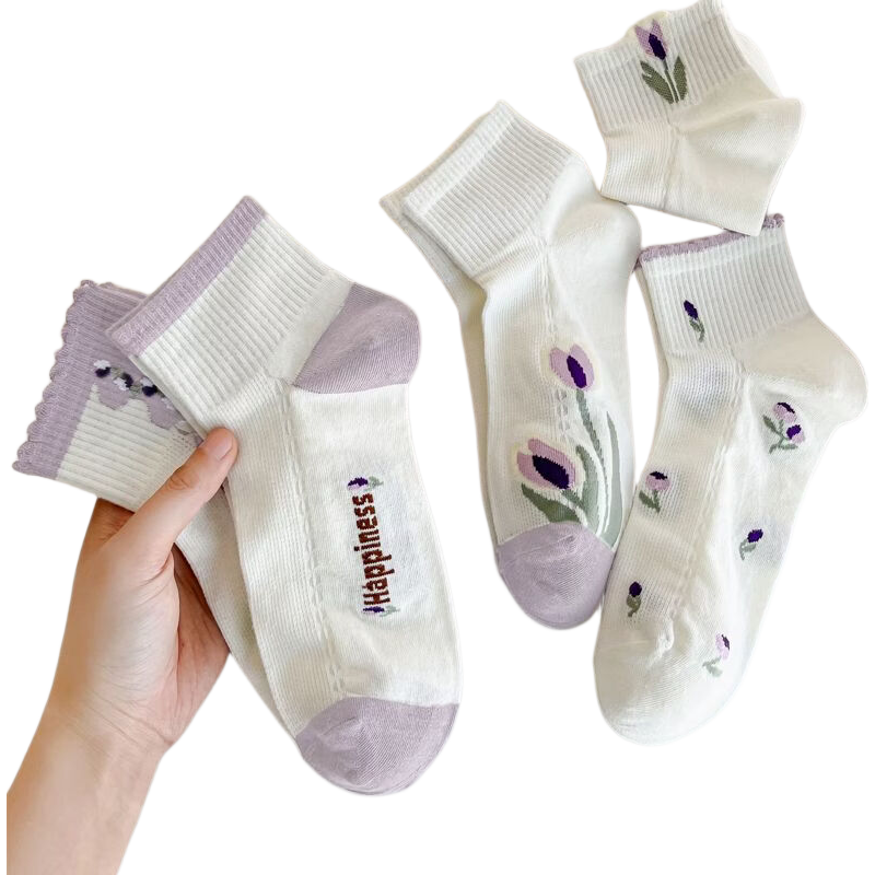 雅鹿袜子女春夏季短袜女士透气吸汗防臭运动船袜日系花边少女浅口袜子 拍2单共发10双】五色各一【共5双】 均码 雅鹿 10A抑菌/高弹透气/抗起球