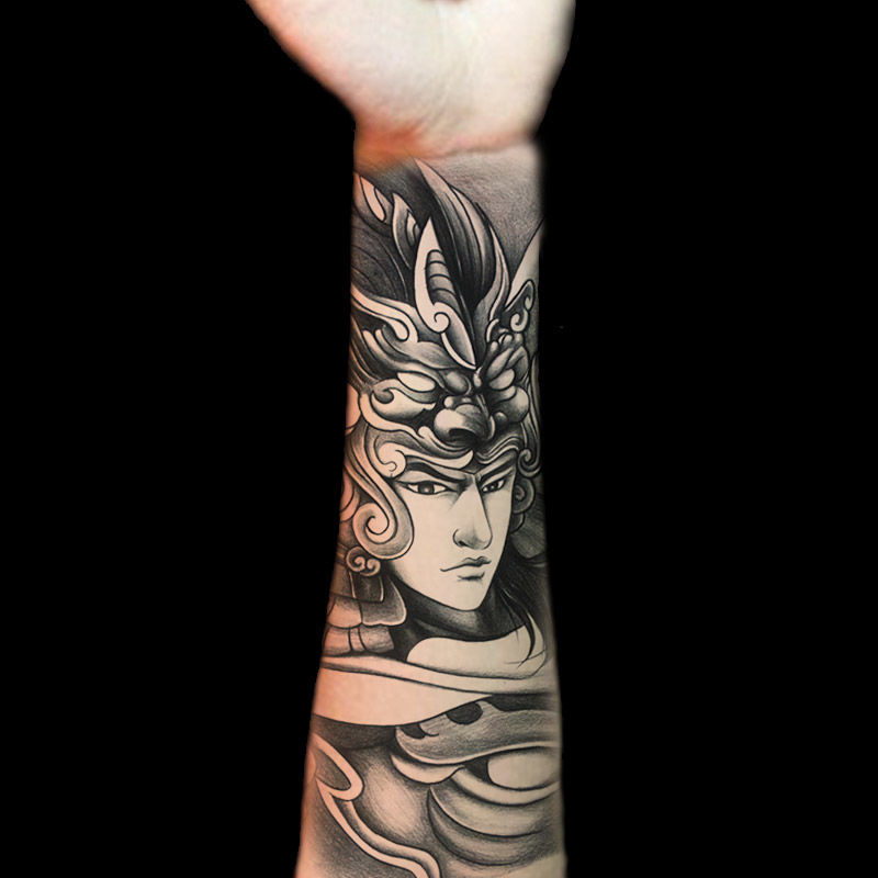 南欧世爵 新款小清新赵云赵子龙男女防水大图案纹身贴半臂贴纸个性