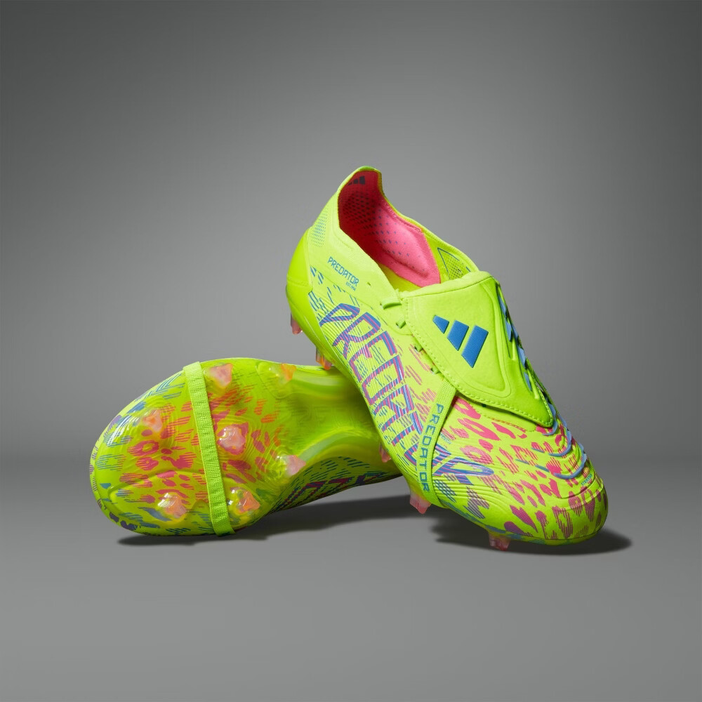 adidas PREDATOR ELITE FT FG长钉翻折鞋舌款足球鞋男女阿迪达斯 亮柠檬黄/亮粉/融合蓝 42