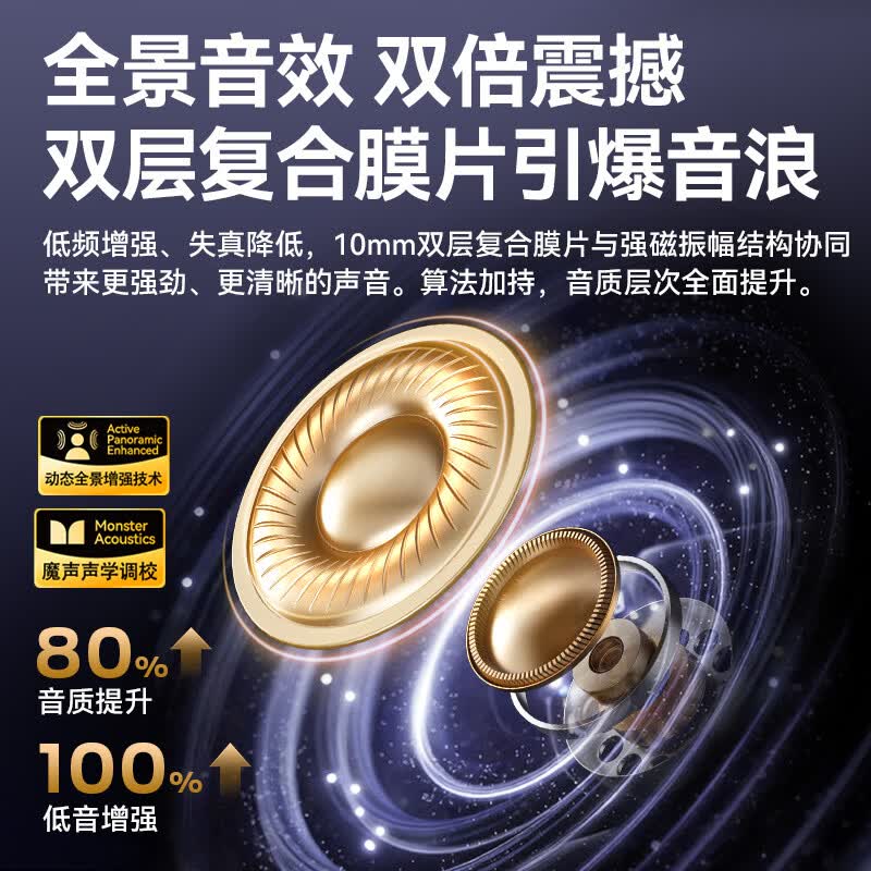 魔声（Monster）Airclip AC710 蓝牙耳机无线降噪运动耳夹式骨传导概念开放不入耳舒适佩戴大电量超长续航数显屏 黑色【磨砂数显版+32h续航+单耳3.7g】