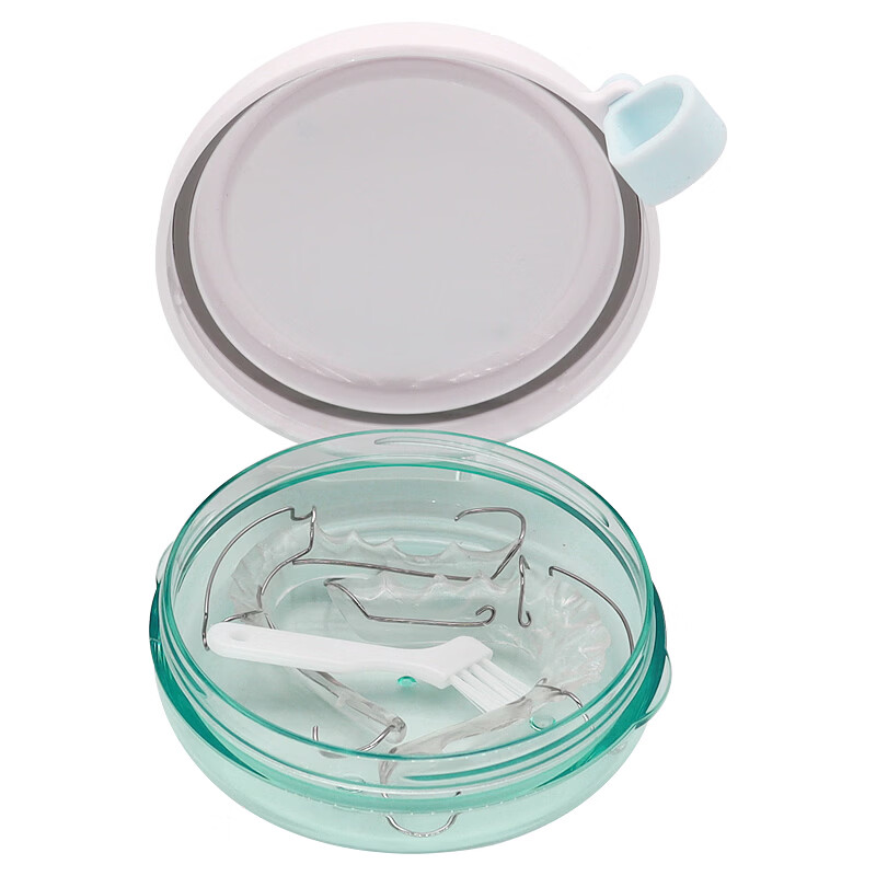 OOKME带挂绳正畸牙套收纳盒学生儿童隐形保持器矫正器咬合板颌垫存放盒 帯镜密封两用盒（无挂绳）+小刷