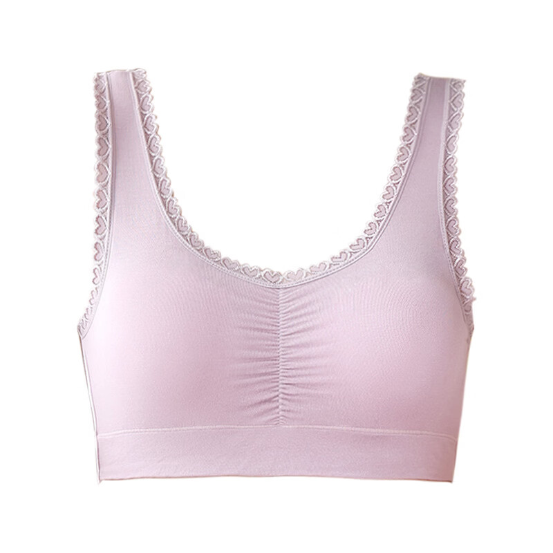 莫代尔中老年内衣女妈妈款背心式无钢圈聚拢防下垂高弹舒适大码美背文胸 香芋紫 XL 90-119斤