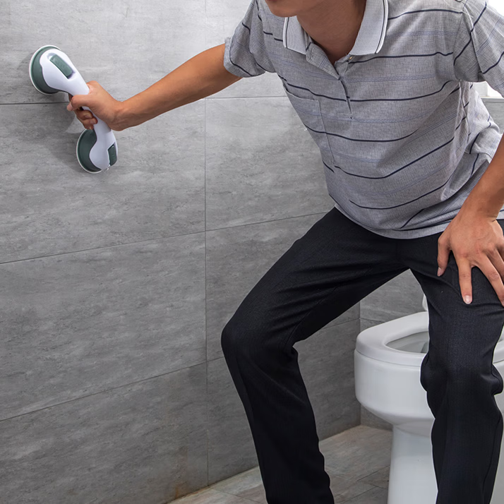 家用吸盘浴室洗澡扶手免打孔卫生间玻璃门把手老人防滑门拉手方便 【青蓝色】两个装 无规格