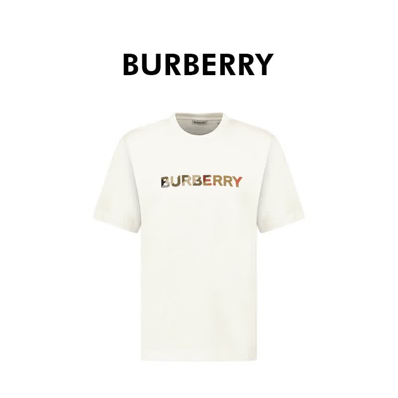 BURBERRY男士白色棉质字母圆领印花短袖T恤81118301 法国直邮  M