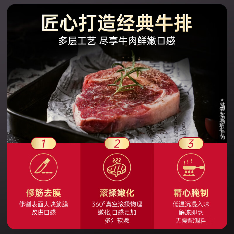必胜客调理西冷肋眼儿童牛排牛肉生鲜牛扒烧烤食材 黑椒牛排650g 盒*2（共10片）