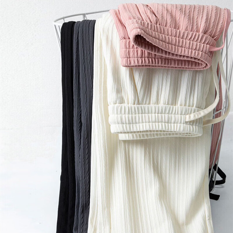 诗莉奥（SHILIAO）阔腿裤云朵轻盈窄版裤子女裤阔腿裤运动春夏休闲直筒裤夏打底裤 黑色 均码 (80-140斤)裤长100CM 裤腰带统一米白