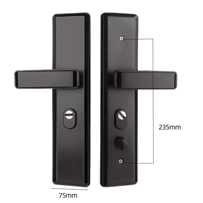 云航防盗门锁套装免费上门安装家用通用大门锁超C级锁芯不锈钢门把手 经典黑不锈钢防盗门锁把手