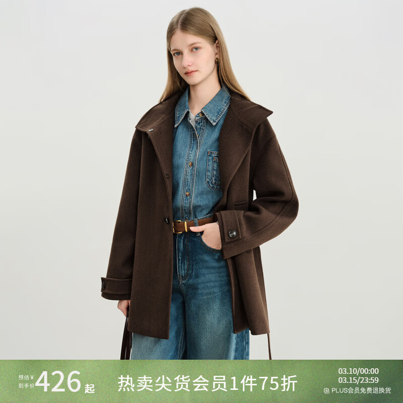 自巧小个子韩系短款外套女2025初冬新款高级感洋气保暖外套 深咖色 XS （尺码：2）