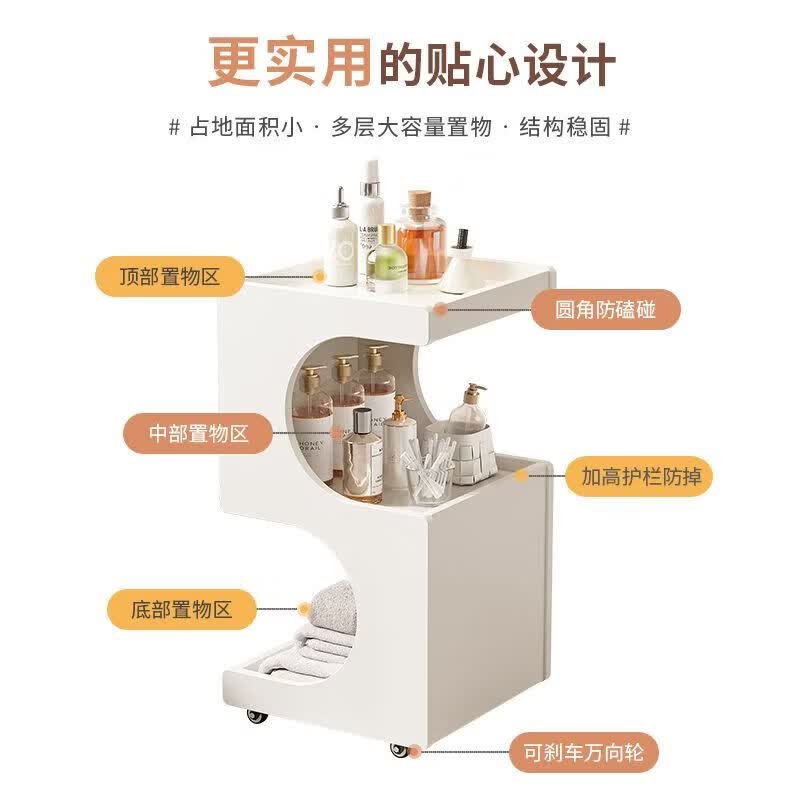 匠饰美容院专用小推车木质可移动护理仪器置物架化妆品手推高级工具车 40*46CM 暖白色 京东折扣/优惠券