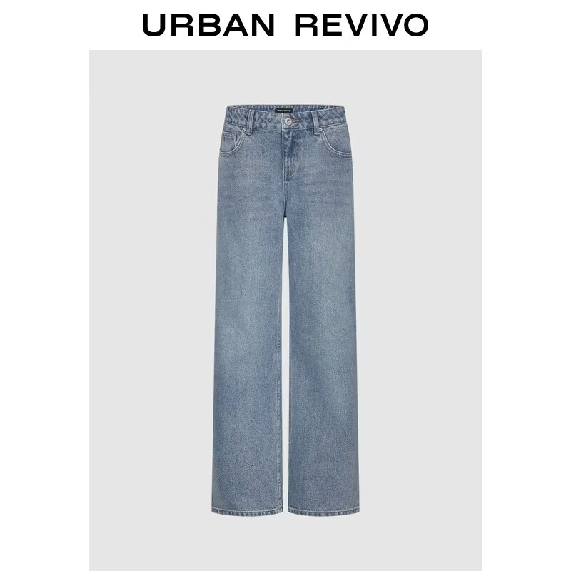 UR2026春季新款女装气质水洗直筒棉质超长牛仔长裤UWM860023