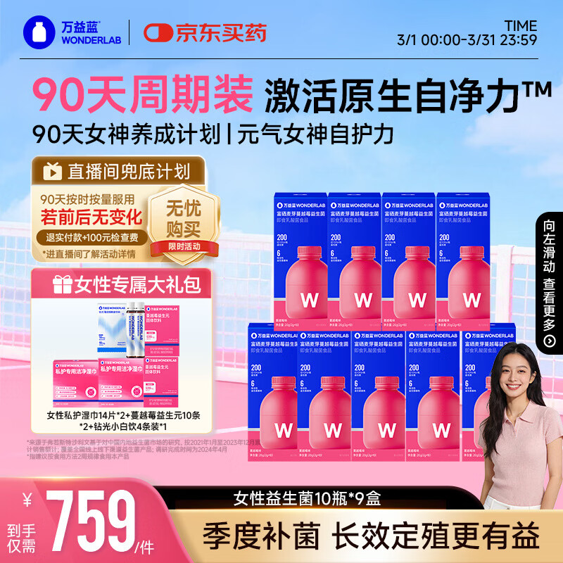 万益蓝WonderLab 蔓越莓女性益生菌90瓶 成人孕妇私处益生菌 女性健康